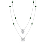 Load image into Gallery viewer, stackable-halo-station-diamond-necklace-with-emerald-in-FDNK11062GEMGRANGLE1-NL-WG
