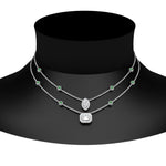 Load image into Gallery viewer, stackable-halo-station-diamond-necklace-with-emerald-in-FDNK11062GEMGRANGLE1-NL-WG

