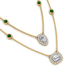 Load image into Gallery viewer, stackable-halo-station-diamond-necklace-with-emerald-in-FDNK11062GEMGRANGLE1-NL-YG
