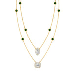 Load image into Gallery viewer, stackable-halo-station-diamond-necklace-with-emerald-in-FDNK11062GEMGRANGLE1-NL-YG
