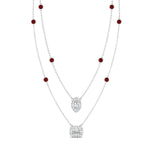 Load image into Gallery viewer, stackable-halo-station-diamond-necklace-with-ruby-in-FDNK11062GRUDRANGLE1-NL-WG
