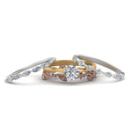 Load image into Gallery viewer, stacked-wedding-bands-with-solitaire-ring-in-FD9414ANGLE2-NL-RG
