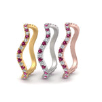 Load image into Gallery viewer, stacking-3-tone-wave-diamond-ring-with-pink-sapphire-in-white-gold-FD124152GPSANGLE3-NL-WG.jpg
