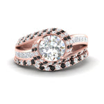 Load image into Gallery viewer, swirl-bridal-set-round-halo-black-diamond-with-baguette-in-FD10355ROGBLACKANGLE3-NL-RG
