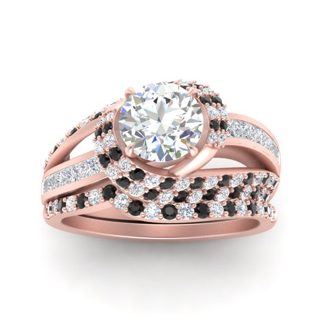 swirl-bridal-set-round-halo-black-diamond-with-baguette-in-FD10355ROGBLACKANGLE3-NL-RG