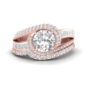 Swirl Halo Bridal Ring Set