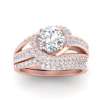 Load image into Gallery viewer, swirl-bridal-set-round-halo-diamond-with-baguette-in-FD10355ROANGLE3-NL-RG

