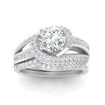 Load image into Gallery viewer, swirl-bridal-set-round-halo-diamond-with-baguette-in-FD10355ROANGLE3-NL-WG
