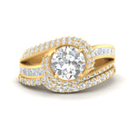 Load image into Gallery viewer, swirl-bridal-set-round-halo-diamond-with-baguette-in-FD10355ROANGLE3-NL-YG
