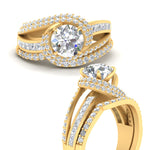Load image into Gallery viewer, swirl-bridal-set-round-halo-diamond-with-baguette-in-FD10355ROANGLE3-NL-YG
