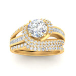 Load image into Gallery viewer, swirl-bridal-set-round-halo-diamond-with-baguette-in-FD10355ROANGLE3-NL-YG
