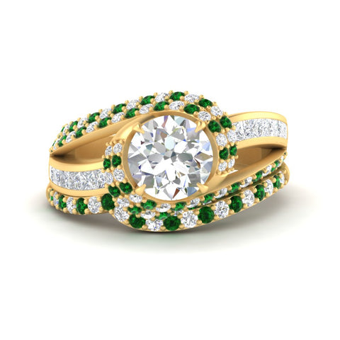 swirl-bridal-set-round-halo-emerald-with-baguette-in-FD10355ROGEMGRANGLE3-NL-YG