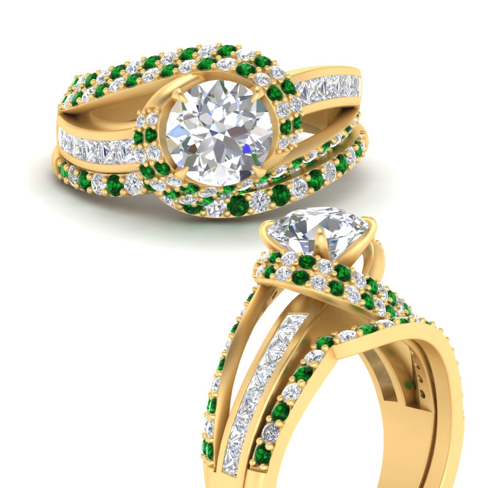 swirl-bridal-set-round-halo-emerald-with-baguette-in-FD10355ROGEMGRANGLE3-NL-YG