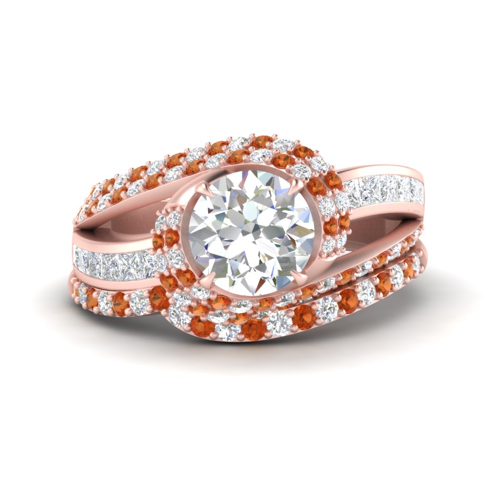 swirl-bridal-set-round-halo-orange-sapphire-with-baguette-in-FD10355ROGSAORANGLE3-NL-RG