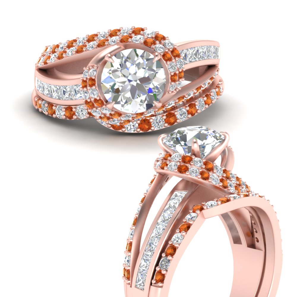 swirl-bridal-set-round-halo-orange-sapphire-with-baguette-in-FD10355ROGSAORANGLE3-NL-RG