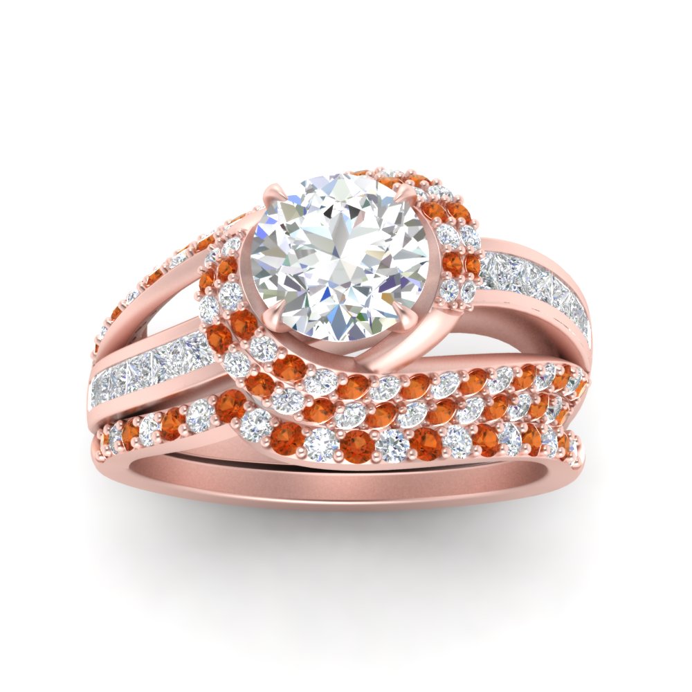 swirl-bridal-set-round-halo-orange-sapphire-with-baguette-in-FD10355ROGSAORANGLE3-NL-RG