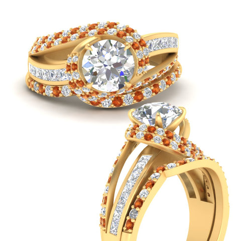 swirl-bridal-set-round-halo-orange-sapphire-with-baguette-in-FD10355ROGSAORANGLE3-NL-YG