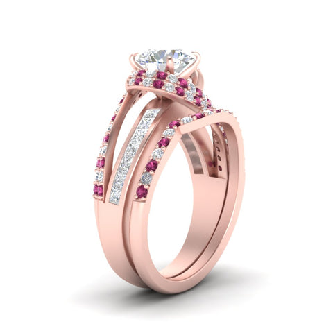 swirl-bridal-set-round-halo-pink-sapphire-with-baguette-in-FD10355ROGSADRPIANGLE3-NL-RG