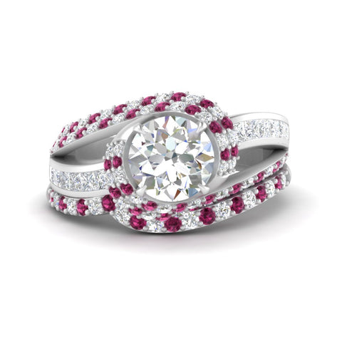 swirl-bridal-set-round-halo-pink-sapphire-with-baguette-in-FD10355ROGSADRPIANGLE3-NL-WG