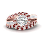 Load image into Gallery viewer, swirl-bridal-set-round-halo-ruby-with-baguette-in-FD10355ROGRUDRANGLE3-NL-RG
