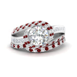 Load image into Gallery viewer, swirl-bridal-set-round-halo-ruby-with-baguette-in-FD10355ROGRUDRANGLE3-NL-WG
