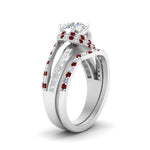 Load image into Gallery viewer, swirl-bridal-set-round-halo-ruby-with-baguette-in-FD10355ROGRUDRANGLE3-NL-WG

