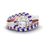 Load image into Gallery viewer, swirl-bridal-set-round-halo-sapphire-with-baguette-in-FD10355ROGSABLANGLE3-NL-RG
