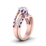 Load image into Gallery viewer, swirl-bridal-set-round-halo-sapphire-with-baguette-in-FD10355ROGSABLANGLE3-NL-RG
