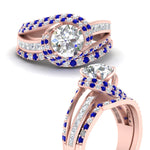 Load image into Gallery viewer, swirl-bridal-set-round-halo-sapphire-with-baguette-in-FD10355ROGSABLANGLE3-NL-RG
