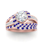 Load image into Gallery viewer, swirl-bridal-set-round-halo-sapphire-with-baguette-in-FD10355ROGSABLANGLE3-NL-RG
