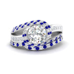 Load image into Gallery viewer, swirl-bridal-set-round-halo-sapphire-with-baguette-in-FD10355ROGSABLANGLE3-NL-WG
