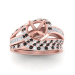 Load image into Gallery viewer, swirl-bridal-set-semi-mount-halo-black-diamond-with-baguette-in-FD10355SMGBLACKANGLE3-NL-RG
