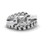 Load image into Gallery viewer, swirl-bridal-set-semi-mount-halo-black-diamond-with-baguette-in-FD10355SMGBLACKANGLE3-NL-WG
