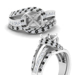 Load image into Gallery viewer, swirl-bridal-set-semi-mount-halo-black-diamond-with-baguette-in-FD10355SMGBLACKANGLE3-NL-WG
