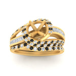 Load image into Gallery viewer, swirl-bridal-set-semi-mount-halo-black-diamond-with-baguette-in-FD10355SMGBLACKANGLE3-NL-YG
