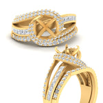 Load image into Gallery viewer, swirl-bridal-set-semi-mount-halo-diamond-with-baguette-in-FD10355SMANGLE3-NL-YG

