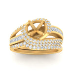 Load image into Gallery viewer, swirl-bridal-set-semi-mount-halo-diamond-with-baguette-in-FD10355SMANGLE3-NL-YG

