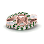 Load image into Gallery viewer, swirl-bridal-set-semi-mount-halo-emerald-with-baguette-in-FD10355SMGEMGRANGLE3-NL-RG
