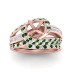 Load image into Gallery viewer, swirl-bridal-set-semi-mount-halo-emerald-with-baguette-in-FD10355SMGEMGRANGLE3-NL-RG
