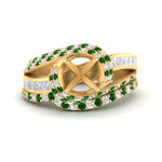 Load image into Gallery viewer, swirl-bridal-set-semi-mount-halo-emerald-with-baguette-in-FD10355SMGEMGRANGLE3-NL-YG
