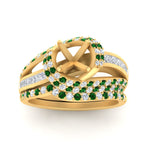 Load image into Gallery viewer, swirl-bridal-set-semi-mount-halo-emerald-with-baguette-in-FD10355SMGEMGRANGLE3-NL-YG
