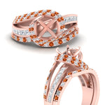 Load image into Gallery viewer, swirl-bridal-set-semi-mount-halo-orange-sapphire-with-baguette-in-FD10355SMGSAORANGLE3-NL-RG
