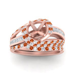 Load image into Gallery viewer, swirl-bridal-set-semi-mount-halo-orange-sapphire-with-baguette-in-FD10355SMGSAORANGLE3-NL-RG
