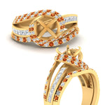 Load image into Gallery viewer, swirl-bridal-set-semi-mount-halo-orange-sapphire-with-baguette-in-FD10355SMGSAORANGLE3-NL-YG
