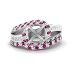 Load image into Gallery viewer, swirl-bridal-set-semi-mount-halo-pink-sapphire-with-baguette-in-FD10355SMGSADRPIANGLE3-NL-WG
