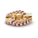 Load image into Gallery viewer, swirl-bridal-set-semi-mount-halo-pink-sapphire-with-baguette-in-FD10355SMGSADRPIANGLE3-NL-YG
