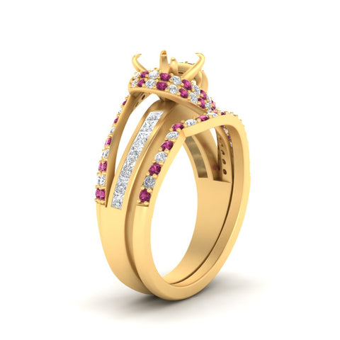 swirl-bridal-set-semi-mount-halo-pink-sapphire-with-baguette-in-FD10355SMGSADRPIANGLE3-NL-YG