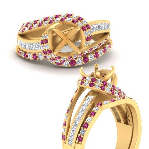 swirl-bridal-set-semi-mount-halo-pink-sapphire-with-baguette-in-FD10355SMGSADRPIANGLE3-NL-YG