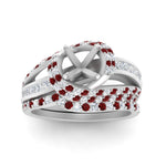 Load image into Gallery viewer, swirl-bridal-set-semi-mount-halo-ruby-with-baguette-in-FD10355SMGRUDRANGLE3-NL-WG
