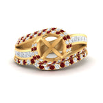Load image into Gallery viewer, swirl-bridal-set-semi-mount-halo-ruby-with-baguette-in-FD10355SMGRUDRANGLE3-NL-YG
